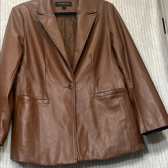 Marc New York Tan Leather Jacket with Classic Lapel - Picture 2 of 4